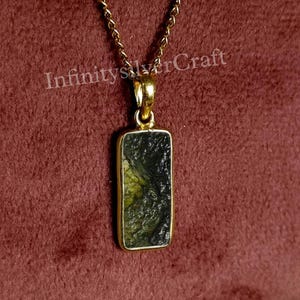 14k Gold zertifizierte A-Grade Moldavite aus Chlum, Tschechische Republik | 925 Sterling Silber, 18k Gelb / Rose Gold vergoldet | High Vibration Schmuck