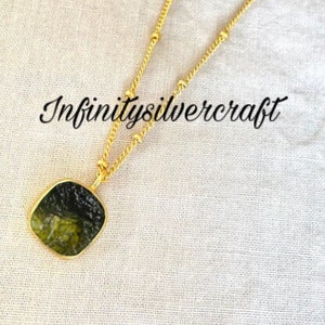 Natural Raw Moldavite Pendant in Sterling Silver| Moldavite Meteorite Pendant| Natural Moldavite Gem Anniversary Gift| Engagement Gift Party
