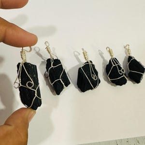 Raw Black Tourmaline Wire Wrapped Chunk pendant Necklace crystal healing protection jewellery for her and him gift for men and women