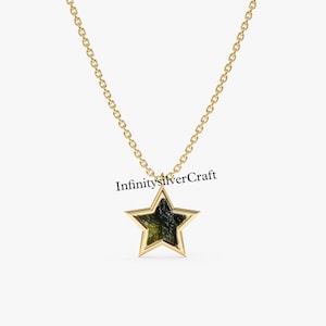14k Gold zertifizierte A-Grade Moldavite aus Chlum, Tschechische Republik | 925 Sterling Silber, 18k Gelb / Rose Gold vergoldet | High Vibration Schmuck