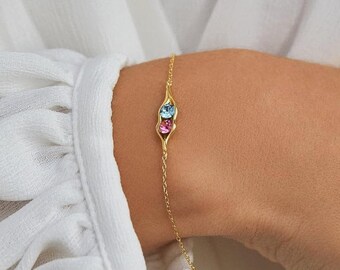 Twee erwten in een peul Birthstone armband, aangepaste geboortesteen armband, twee erwt in een peul, kerstarmband, vriendarmband, kerstcadeau