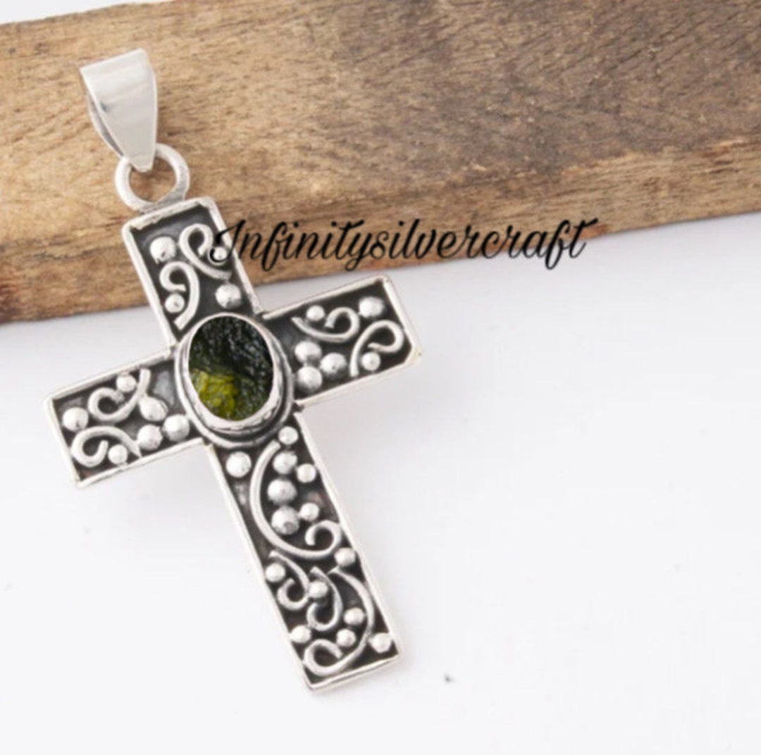 Moldavite 2024 cross pendant