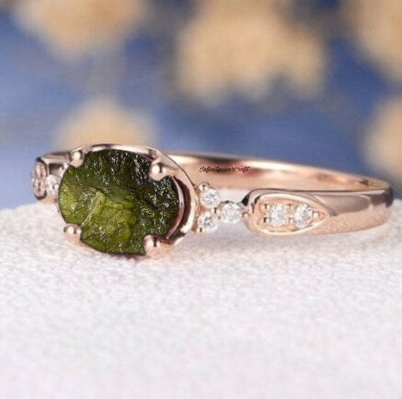 Moldavite Ring raw Moldavite Ring moldavite Sterling Silver Ring authentic Moldavite certified Moldavite genuine Moldavite Engagement Ring Etsy