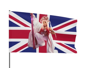 Nicki Minaj - Drapeau du Royaume-Uni PF2 - Funny Meme - Tapisseries murales - Déco de dortoir universitaire - Homme des cavernes - Cadeau de fête - Pour les BARBZ !