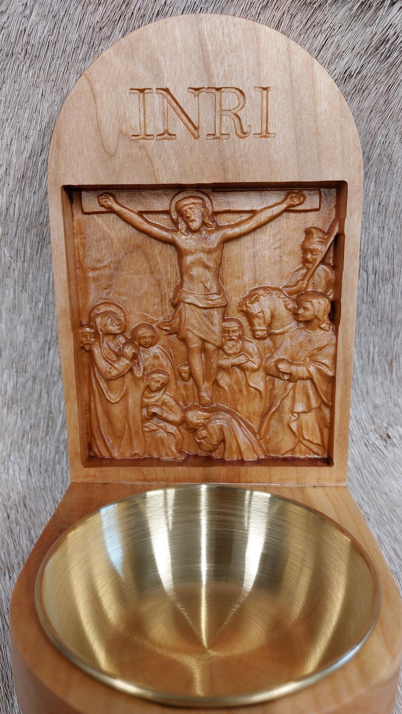 Catholic Holy Water Font- Crucifixion - Etsy