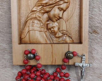 Catholic Rosary Hanger- Mary & Child Jesus