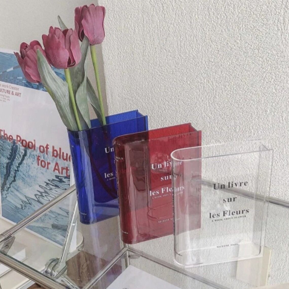 Acrylic Book Shaped Flower Vase Aesthetic Nordic Scandinavian - Etsy