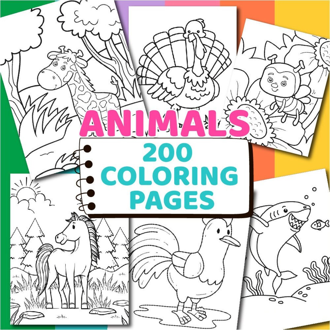 200 Animal Coloring Pages - Etsy