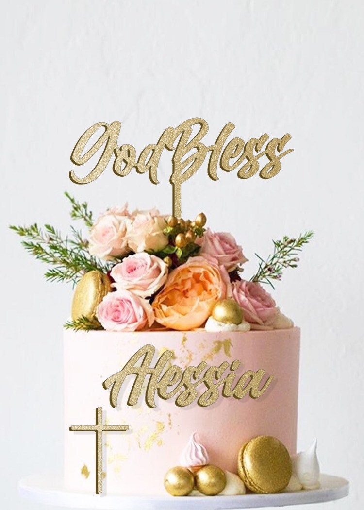 10PCS CROSS ANGEL God Bless Cake Topper First Communion Shower Party