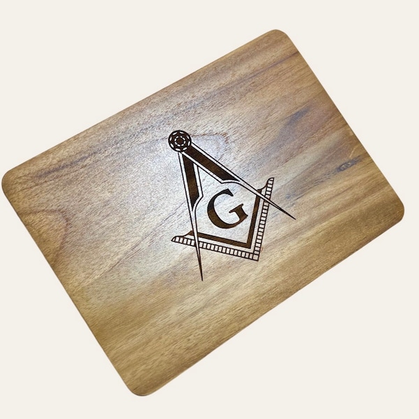 Masonic wooden box. Masonic memorabilia. Square and compass wood box.  Freemason.
