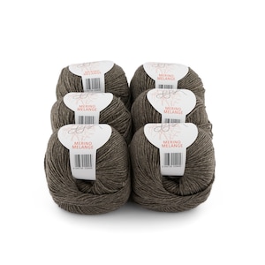 ggh Merino Melange Box - 6x50g (300g in totaal) - Merinowol voor breien of haken kleur 002 - beige bruin gemêleerd
