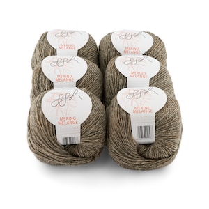 ggh Merino Melange Box - 6x50g (300g in totaal) - Merinowol voor breien of haken kleur 003 - beige-grijs gemêleerd