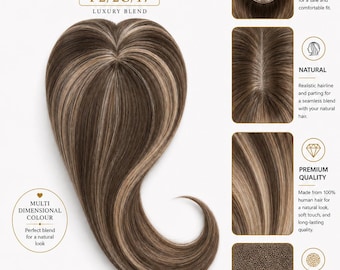 Aplique de cabelo artesanal em renda – 100% cabelo humano europeu – 40 cm | Exclusivo Goldhair