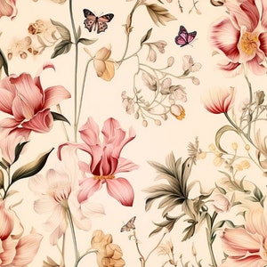 Pre-order jersey fabric cotton jersey 1.60 m extra wide floral roses flowers blossoms watercolor butterfly