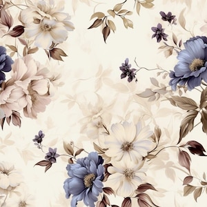 Pre-order Exclusive Premium Cotton Fabric Patchwork Floral Blossoms Flowers Watercolor