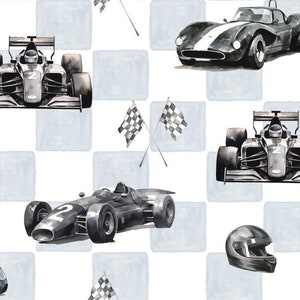 プレミアムコットン生地パッチワークレーシングカーモータースポーツ自動車を50cmから予約注文