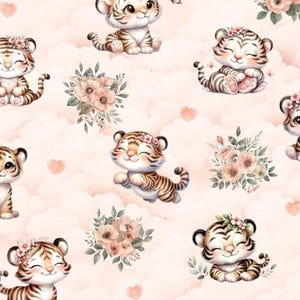 Pre-order! Exclusive premium cotton fabric patchwork cute tiger exotic animals flowers + optional panel 3 sizes + combination fabric
