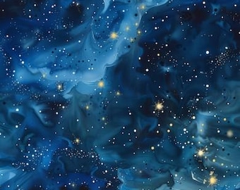 Pre-order! Choose from cotton, jersey, sweat, or muslin + Galaxy sky stars moon universe space + Dark blue