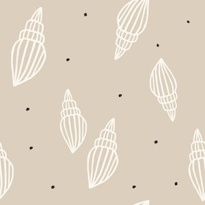 Pre-order Exclusive Premium Cotton Fabric Patchwork Maritime Sea Creatures Shells Dots Cream Beige