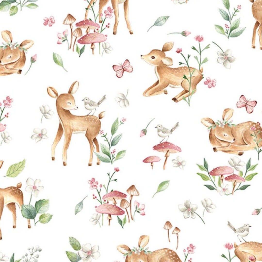 Rosa Kuschelfleece Mit Reh-Muster - Weicher Plüschstoff 150cm Breit Meterware