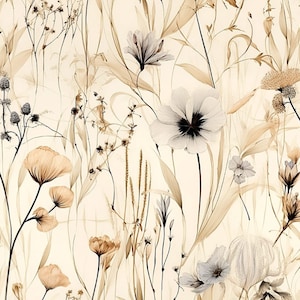 Pre-order jersey fabric sold by the meter 1.60 m extra wide vintage shabby flower meadow blossoms grasses