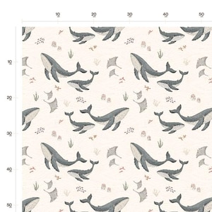 Wahlweise Baumwolle, Jersey, Sweat oder Musselin + Maritim Wale Quallen Meerestiere auf creme ab 50 cm Bild 8