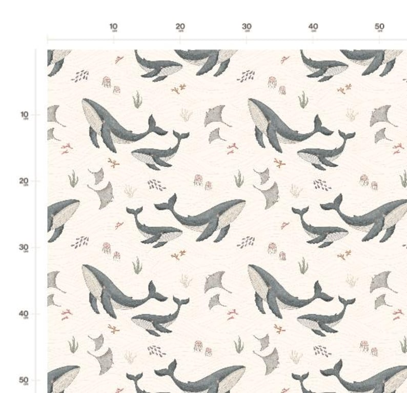 Wahlweise Baumwolle, Jersey, Sweat oder Musselin + Maritim Wale Quallen Meerestiere auf creme ab 50 cm Bild 8