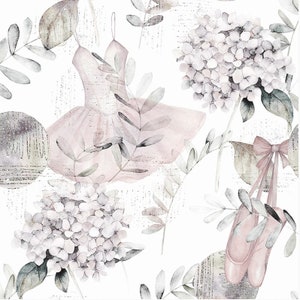 Available immediately! Exclusive premium cotton fabric patchwork sold by the meter ballet ballerina dress flowers pastel