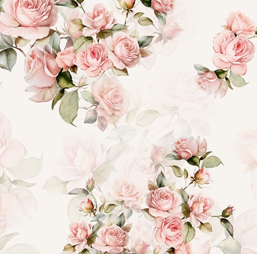 Pre-order Exclusive Premium Cotton Fabric Patchwork Romantic Flowers Blossoms Roses Country House Vintage