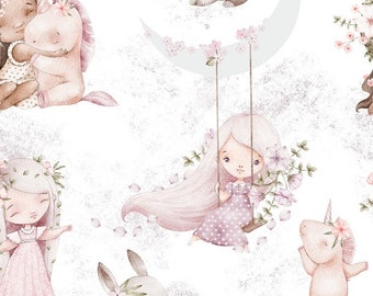Pre-order Exclusive Premium Cotton Fabric Patchwork Cute Princess Unicorn Moon Bunnies