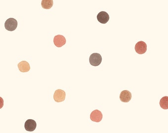 Pré-encomenda exclusiva de tecido de algodão premium Patchwork Dots Bege Vermelho sobre Creme