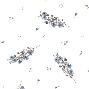 Pre-order! Jersey cotton jersey floral delicate blue flowers from 50 cm