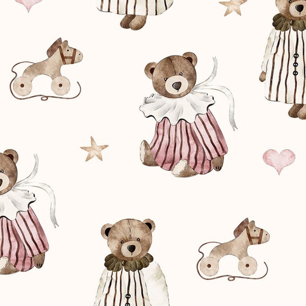 Preorder sweat fabric french terry 1.65m wide teddy rocking horse girl