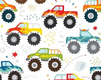 Preorder Exclusive premium cotton fabric patchwork by the meter monster truck car stars