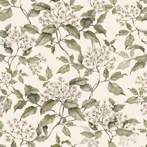 Pre-order! Choose from cotton, jersey, sweat, or muslin + Floral flowers, blossoms, branches, leaves, cream, white