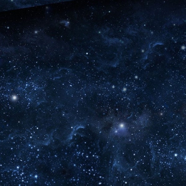 Pre-order French terry sweatshirt fabric, 1.65 m wide, Galaxy, Space Stars, Dark Blue, starting at 50 cm