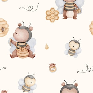 Pre-order! Jersey cotton jersey fabric forest animals cute bees bear ladybugs mushrooms