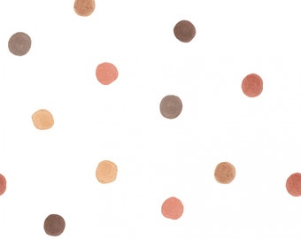 Pre-ordina l'esclusivo tessuto di cotone premium patchwork a pois beige rosso su bianco