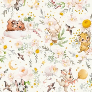 Pre-order Exclusive Premium Cotton Fabric Patchwork Sold by the Meter Children&#39;s World Animal Children Garden