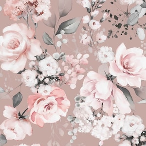 Pre-order Sweat Fabric French Terry 1.60 m extra wide Roses Flowers Blossoms Eucalyptus Old Pink