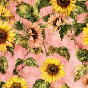 Pre-order jersey fabric cotton jersey 1.60 m extra wide floral sunflowers flowers blossoms country house pink