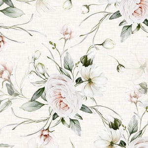 Pre-Order Exclusive Premium Cotton Fabric Patchwork Fabric by the Meter Blossoms Roses White Pink