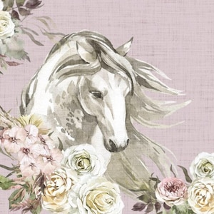 Pre-order fabric panel Exclusive Premium Cotton cute horses roses + 3 sizes selectable +