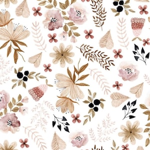 Pre-order Sweat Fabric French Terry Sold by the Meter 1.60 m extra wide Flowers Blossoms Grasses