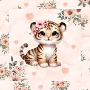 Pre-order! Exclusive premium cotton panel fabric patchwork cute tiger exotic animals flowers + optionally 3 sizes + 2 combination fabrics