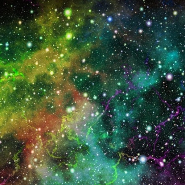 Pre-order Sweat Fabric French Terry 1.65 m wide Combined Fabric Galaxy Space Stars Colorful Multicolor