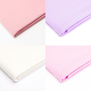 optionally UNI cotton jersey single jersey 180 cm wide + 4 different colours shades of pink lilac cream