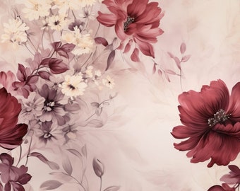 Pre-Order Exclusive Premium Cotton Fabric Patchwork Floral Blossoms Flowers Watercolor