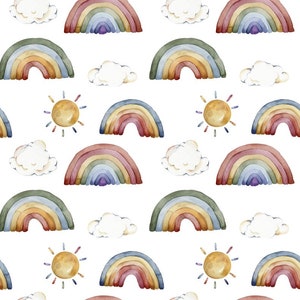 Pre-order Exclusive Premium Cotton Fabric Patchwork Rainbow Sun Clouds