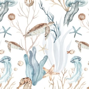 Pre-order breathable softshell with fleece fabric sold by the meter turtle and seahorse